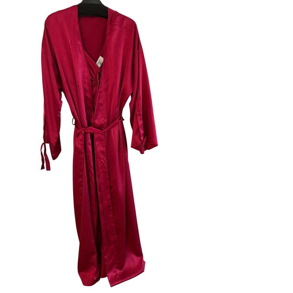 Valentino Intimo Vintage Red Peignoir+Robe L Nightgown Long 2 Piece Set NWT